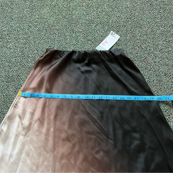 PRIMARK Brown & Black Ombre Handkerchief Asymmetrical Modest Slip Satin Skirt XS - Picture 14 of 16